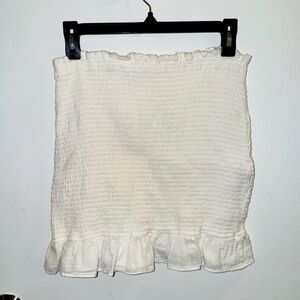 Abercrombie & Fitch Cream White Smocked Ruffle Peplum Mini Skirt